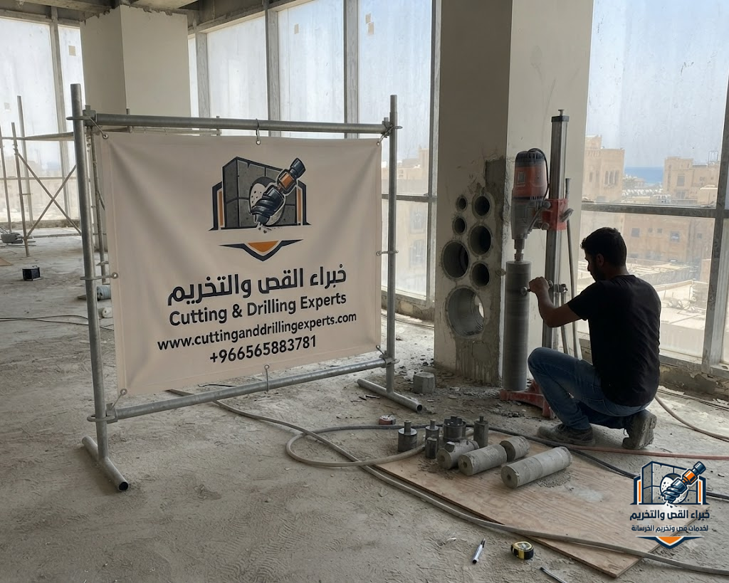 تخريم الخرسانة بالكور الماسي لفتحات التهوية وأنظمة الحريق في جدة